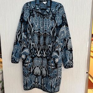 J. Jill Black and Blue Patterned Long Sleeve Coat